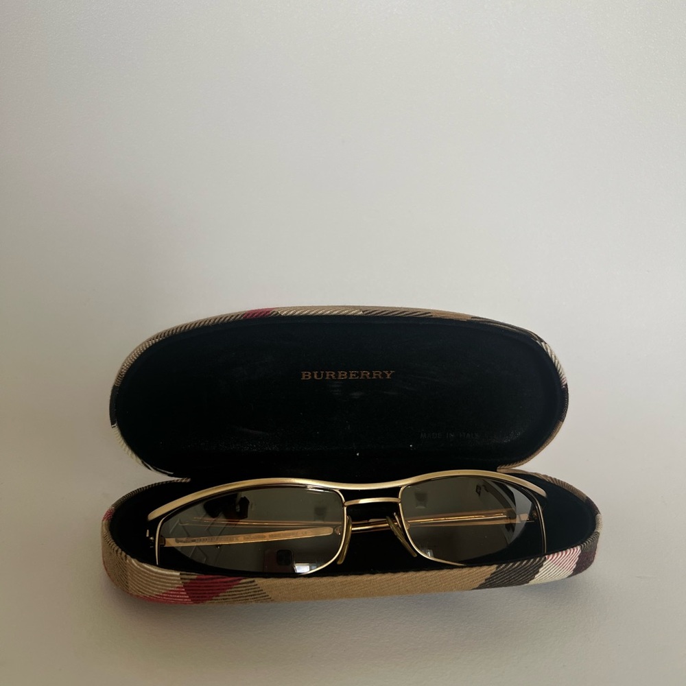 Vintage Burberry Gold Frame Sunglasses with Case
